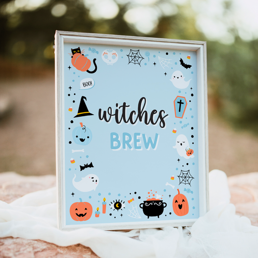 witching halloween party sign