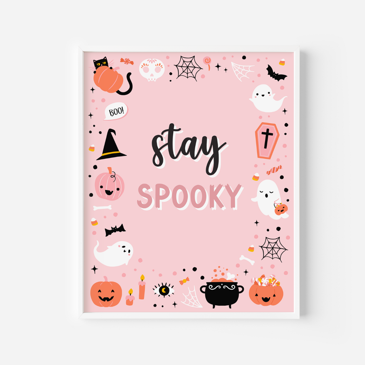 Pink Ghost Halloween Stay Spooky Sign