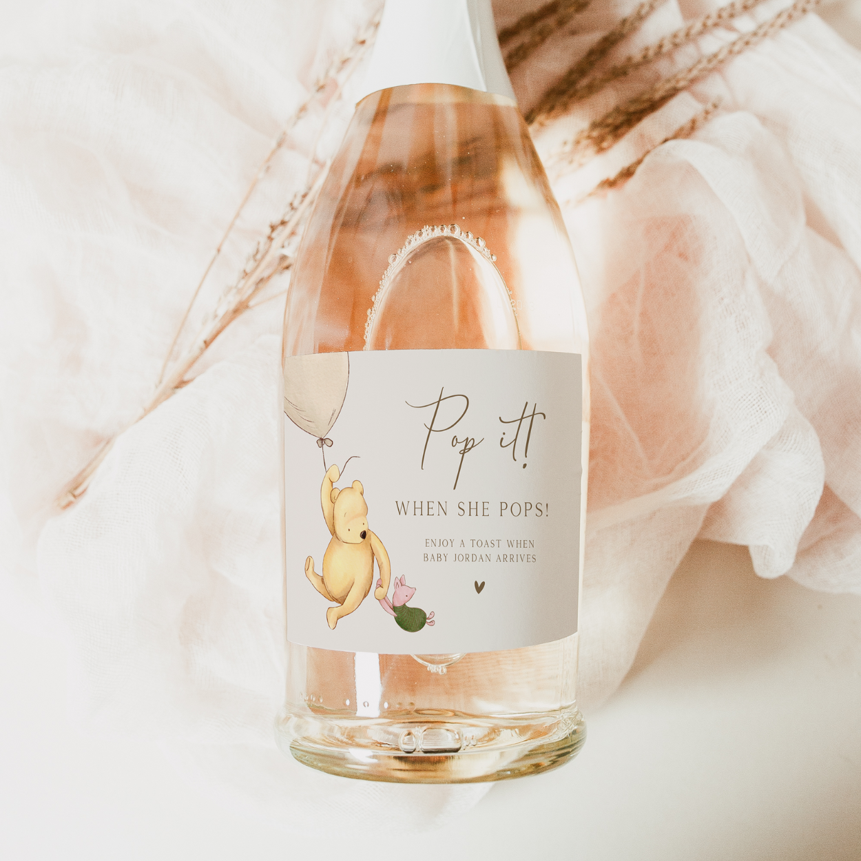 baby shower favors
pop it when she pops
winnie pooh favor
pop the bubbly baby
baby shower brunch
baby shower wine
bubbly babies
mini champagne label
baby sprinkle favor
ready to pop
shower champagne
custom label bottle
vintage pooh shower