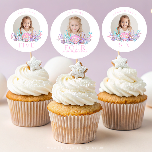 DIY pastel mermaid face topper for girls birthday