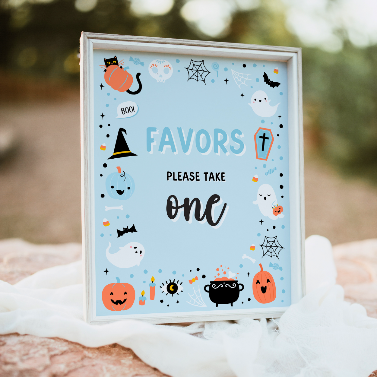 halloween favors table signs