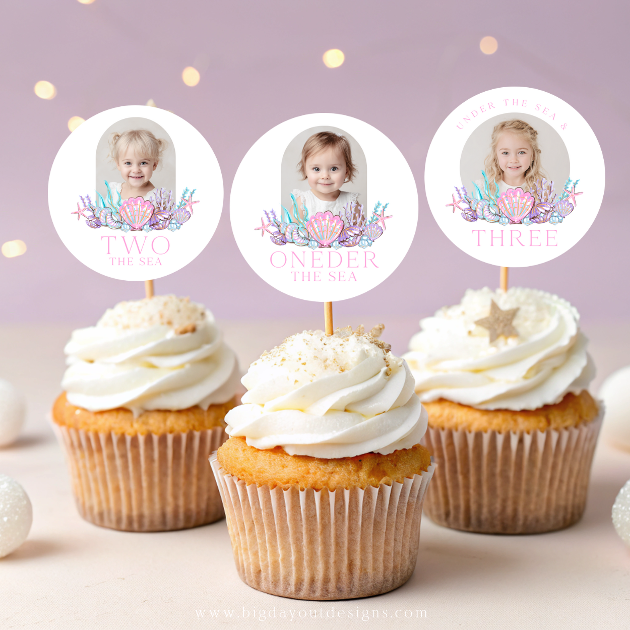 Under the sea party cupcake decoration template
