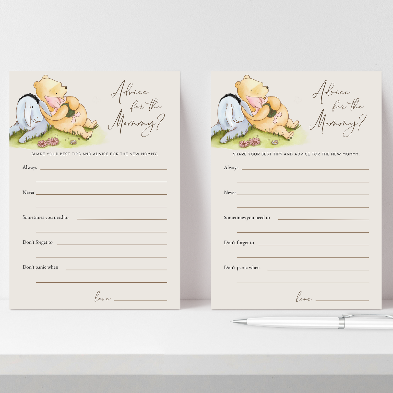 winnie the pooh game
game baby shower
pooh printables
classic pooh print
games advice
parental advice game
vintage pooh shower
pooh baby shower
editable template
baby advice card
mom advice
baby shower advice
advice card games