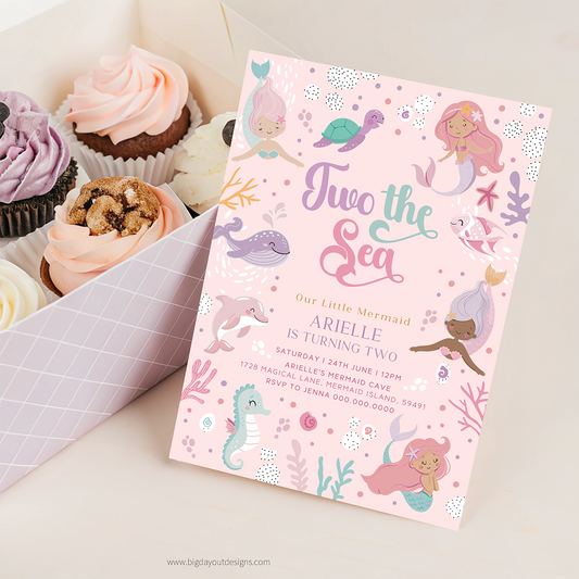 Mermaid 2nd Birthday Invite