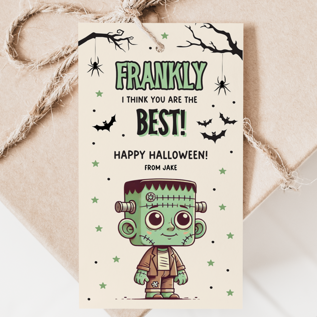 Retro Frankenstein Halloween Gift Tag