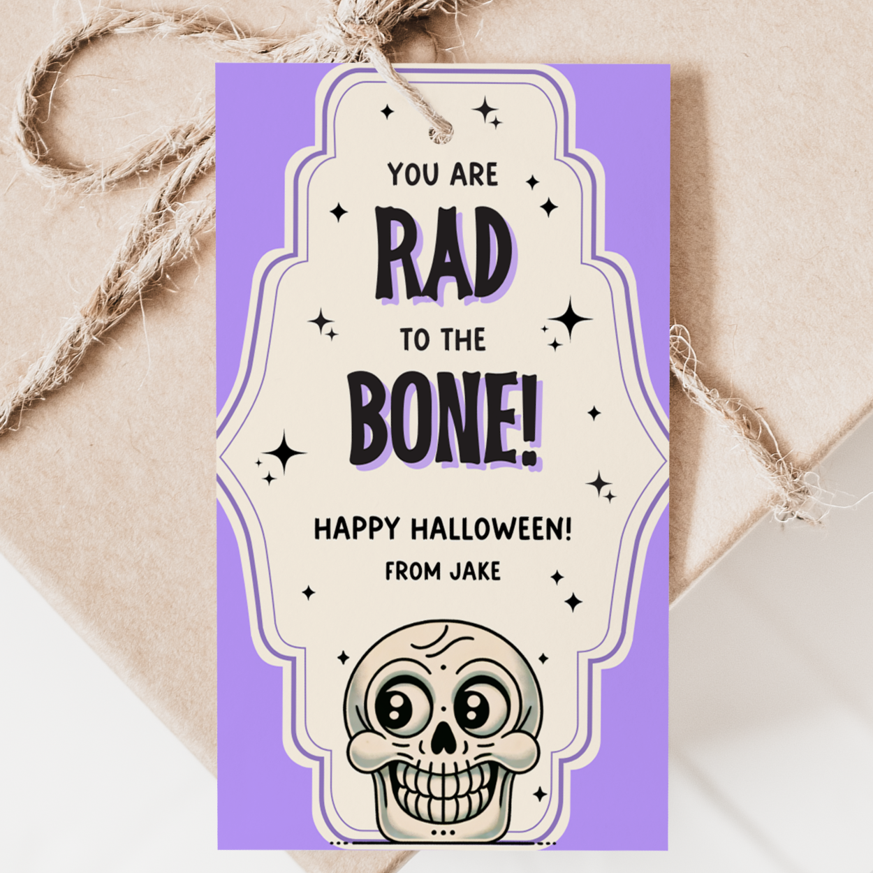 Retro Halloween Skull Gift Tag