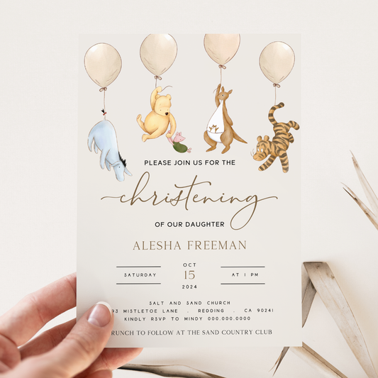 winnie the pooh baby
classic pooh bear
pooh christening
winnie pooh baptism
baptism personalized
christening baptism
baptism shower
birthday baptism
baptism girl boy
baptism invite
christened baby
vintage winnie pooh
editable invitation