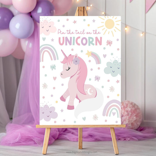 Pastel rainbow unicorn party decoration game