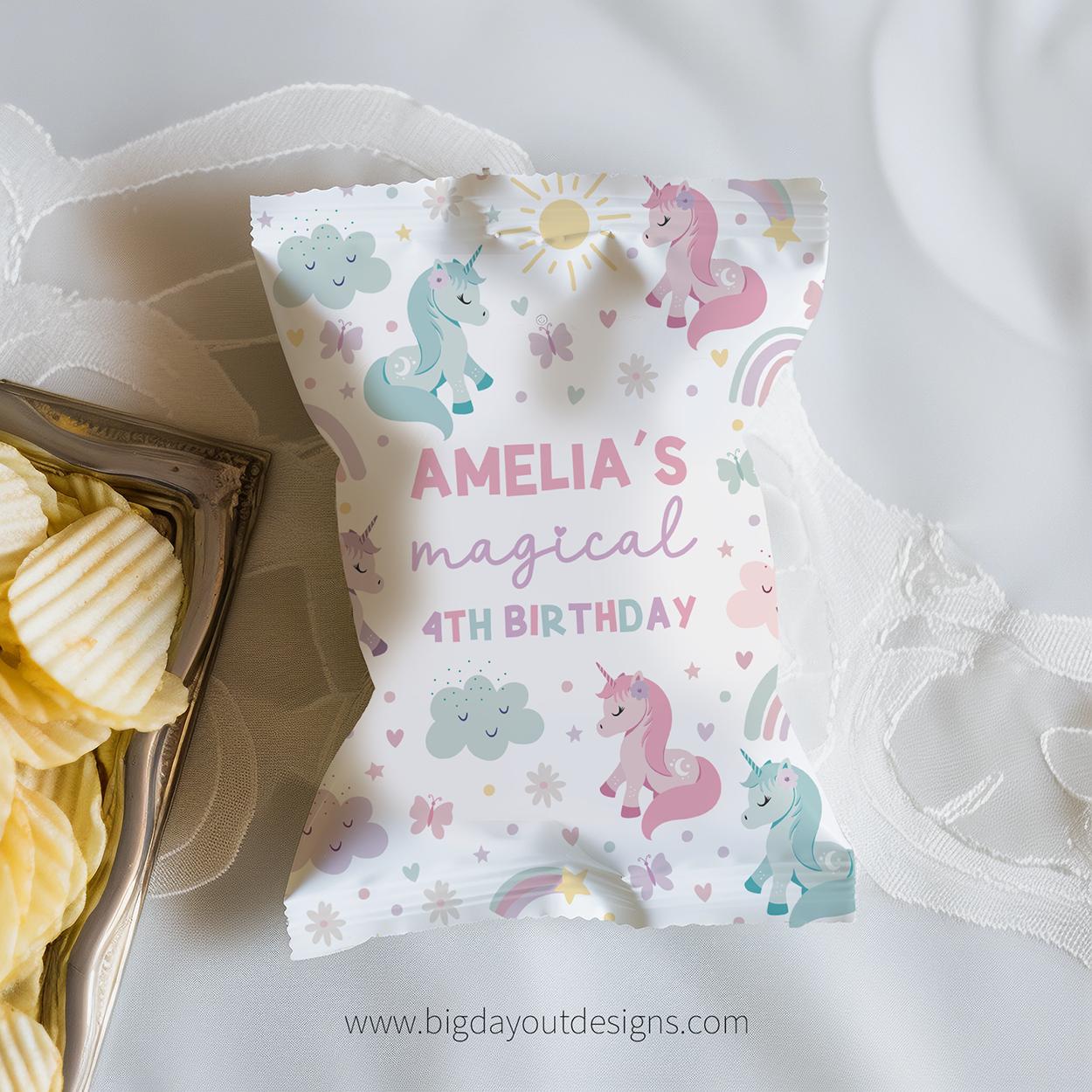 Pastel rainbow unicorn party decor for girls