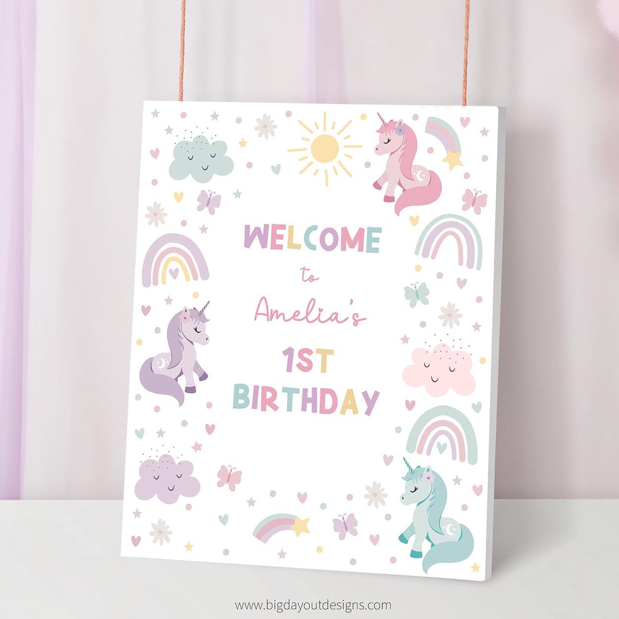 Pastel theme birthday sign