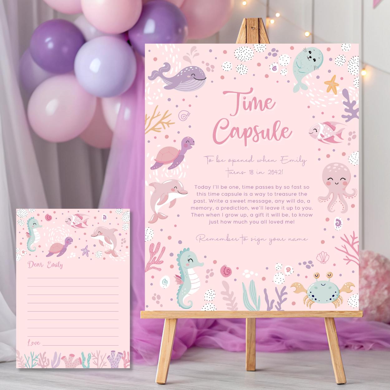 Under the Sea time capsule sign printable template