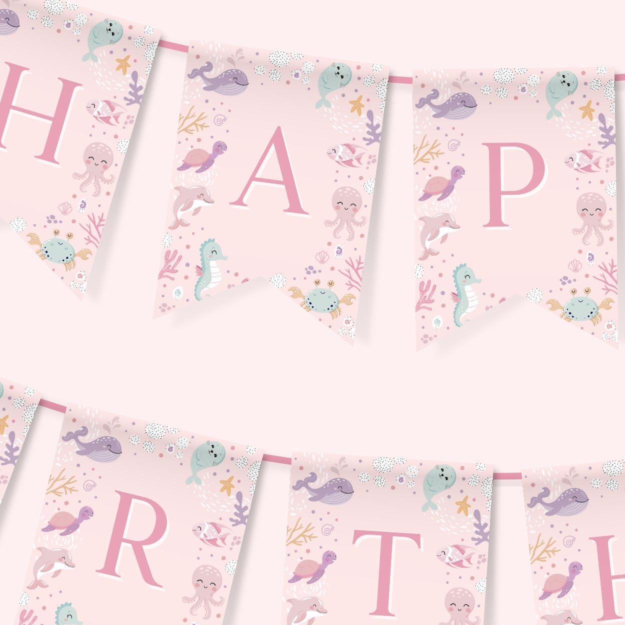 Oneder the Sea birthday banner printable template