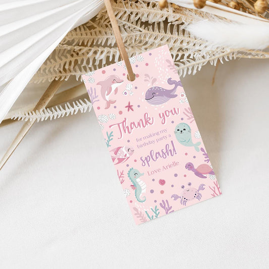 Editable ocean animal party favor labels