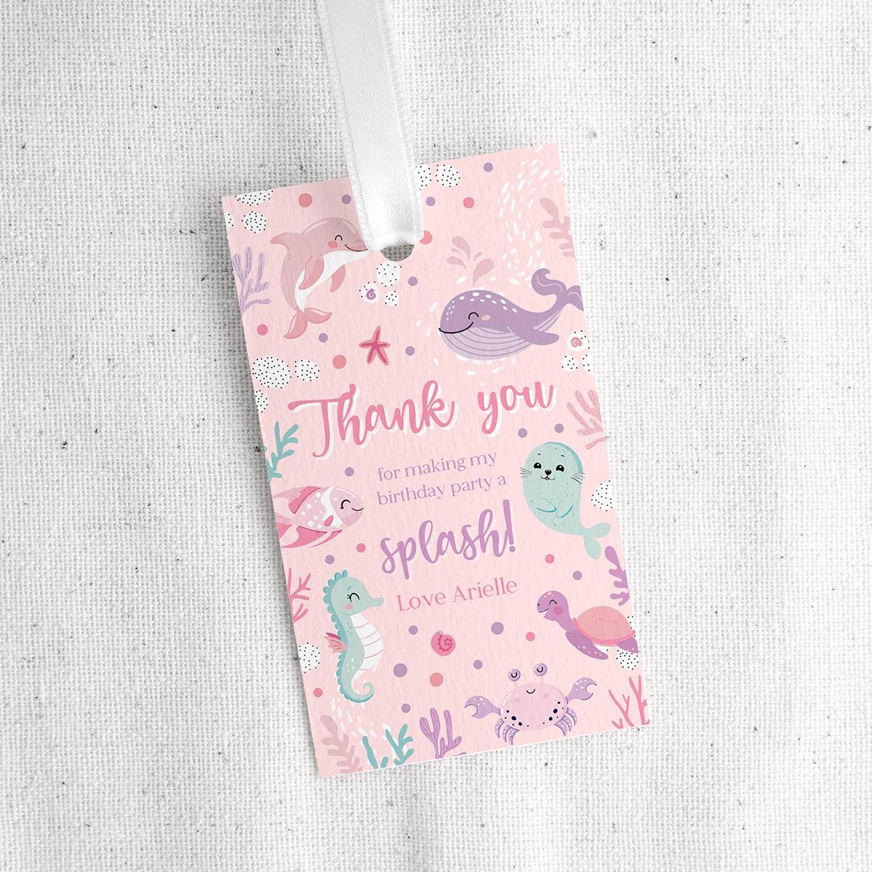 Printable sea creature thank you favor tags