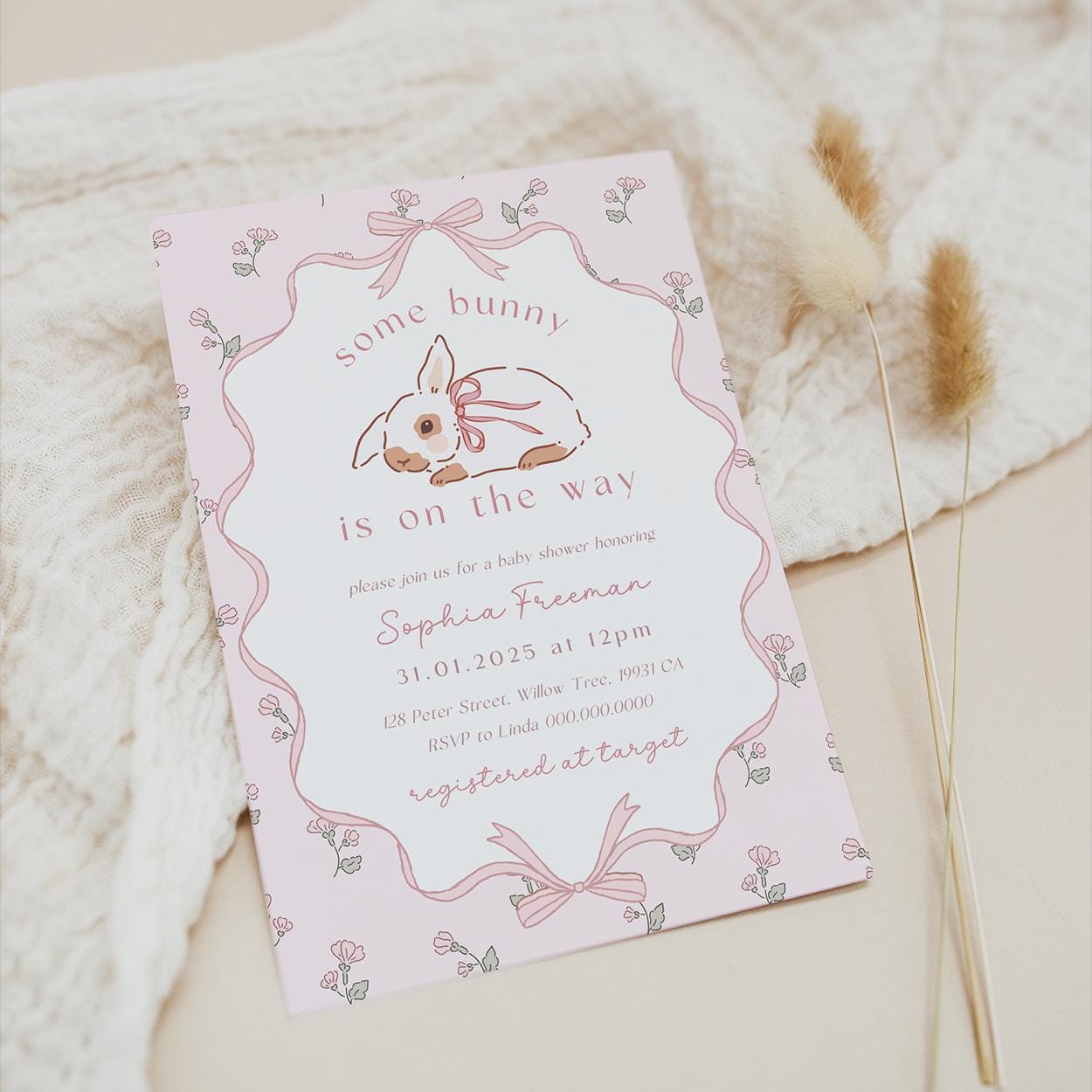 Easter theme bunny shower card design