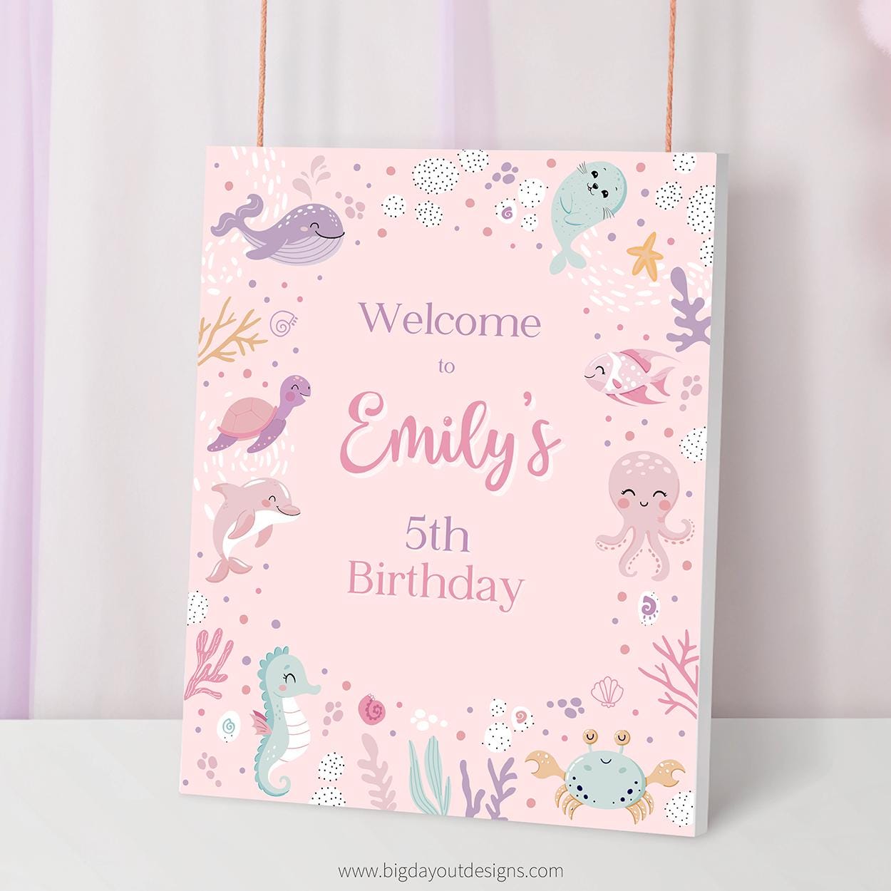 Instant download ocean birthday sign template