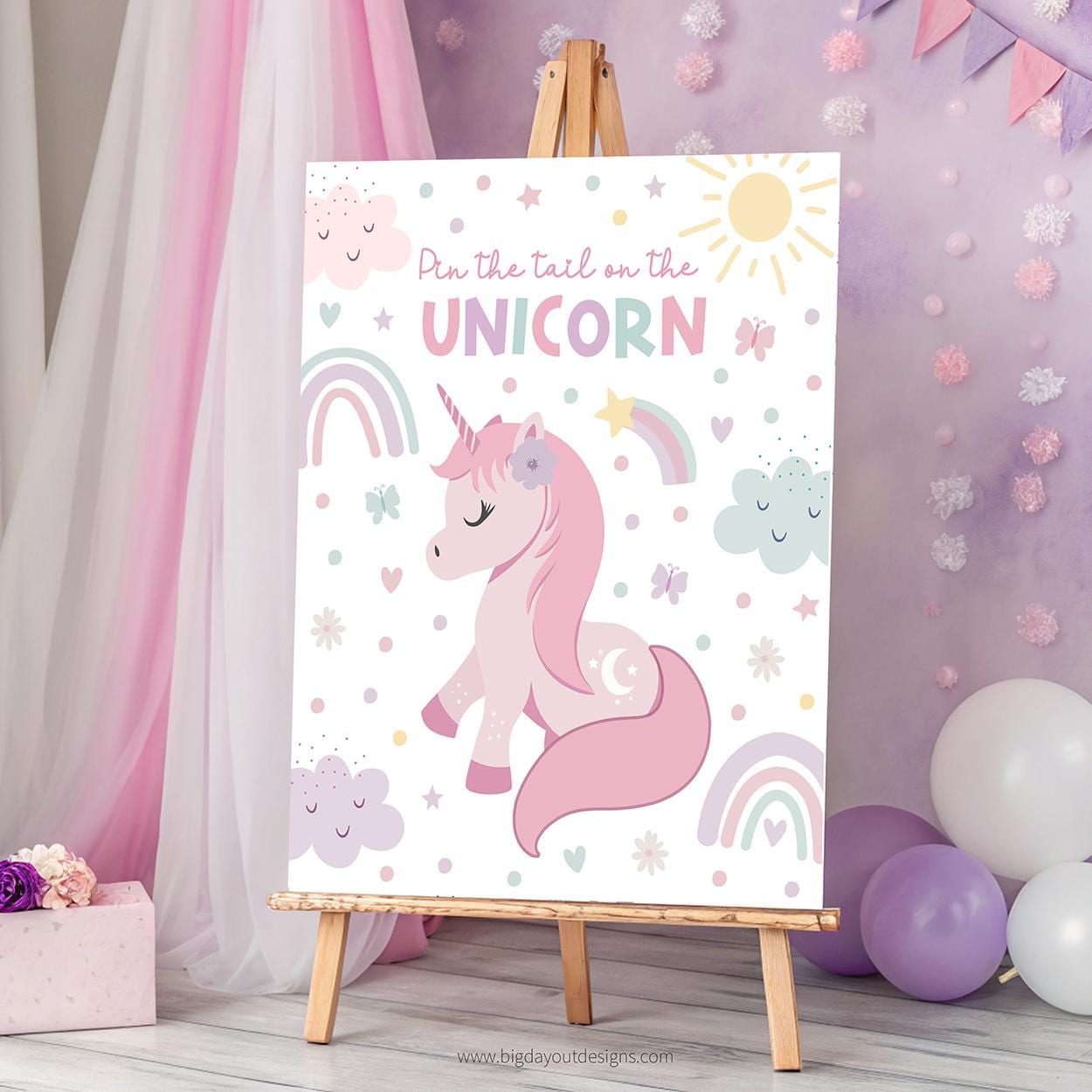 Editable unicorn birthday game template