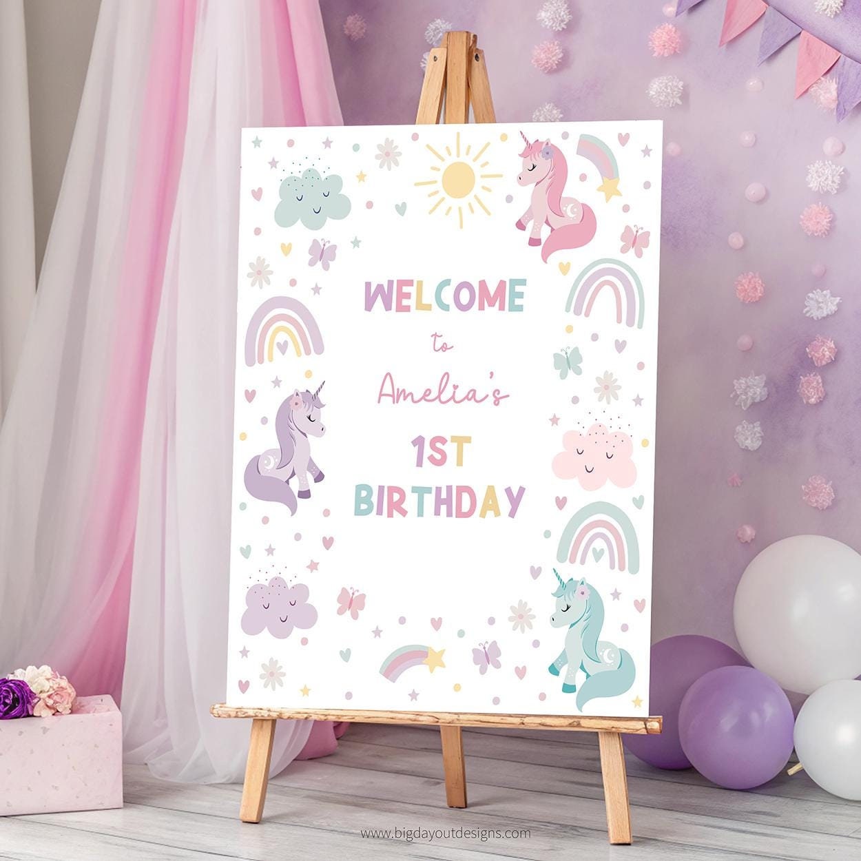 Magical unicorn welcome poster printable