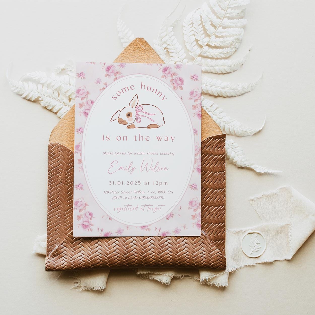 Editable floral spring baby shower template