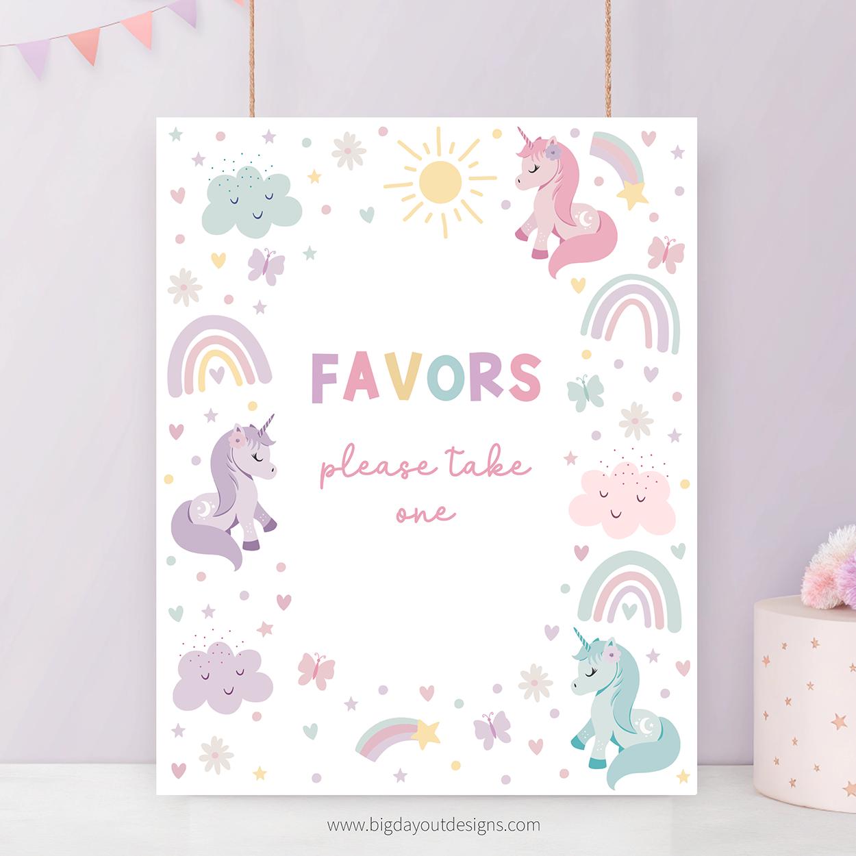 Rainbow unicorn baby shower sign