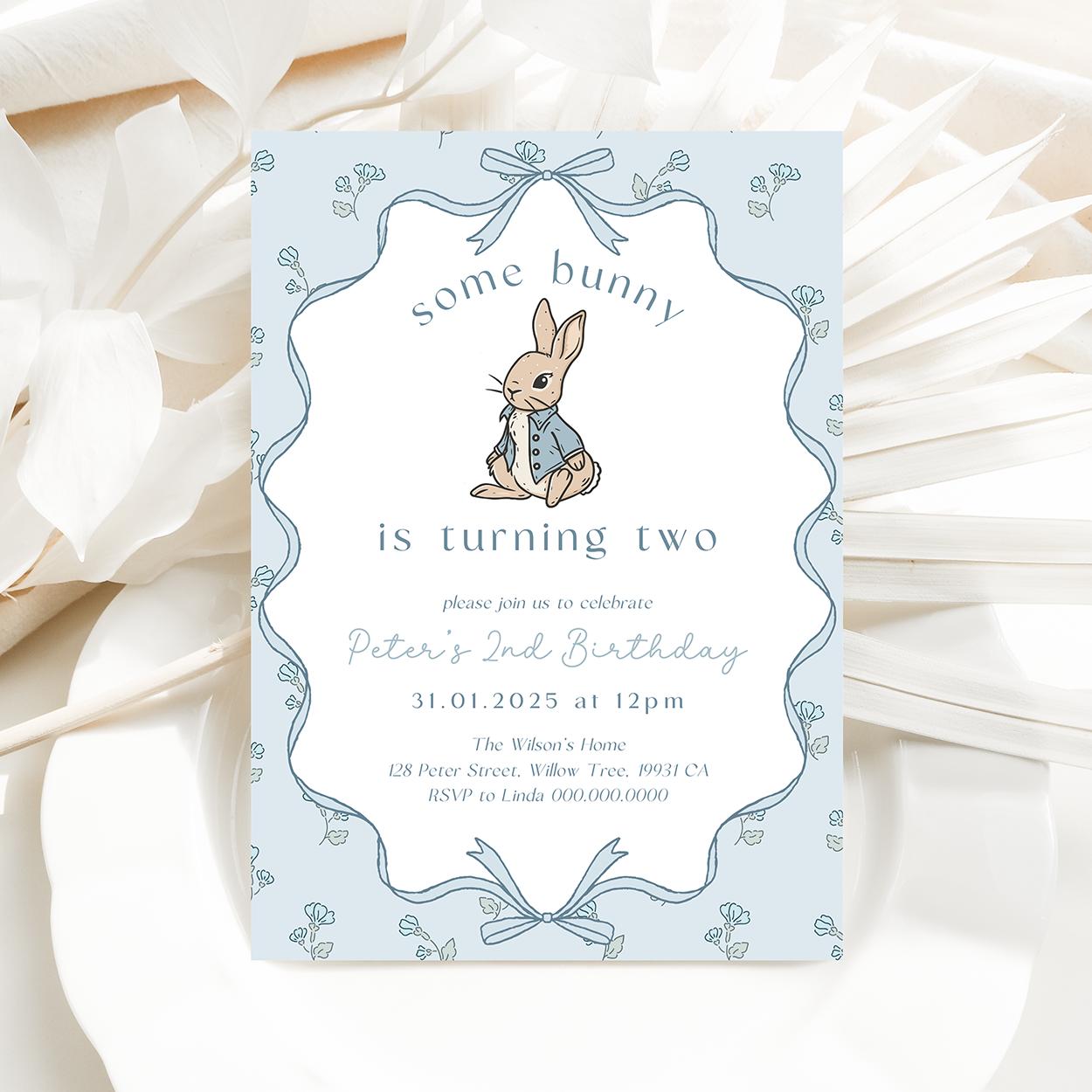 Peter Rabbit birthday invitation for boys