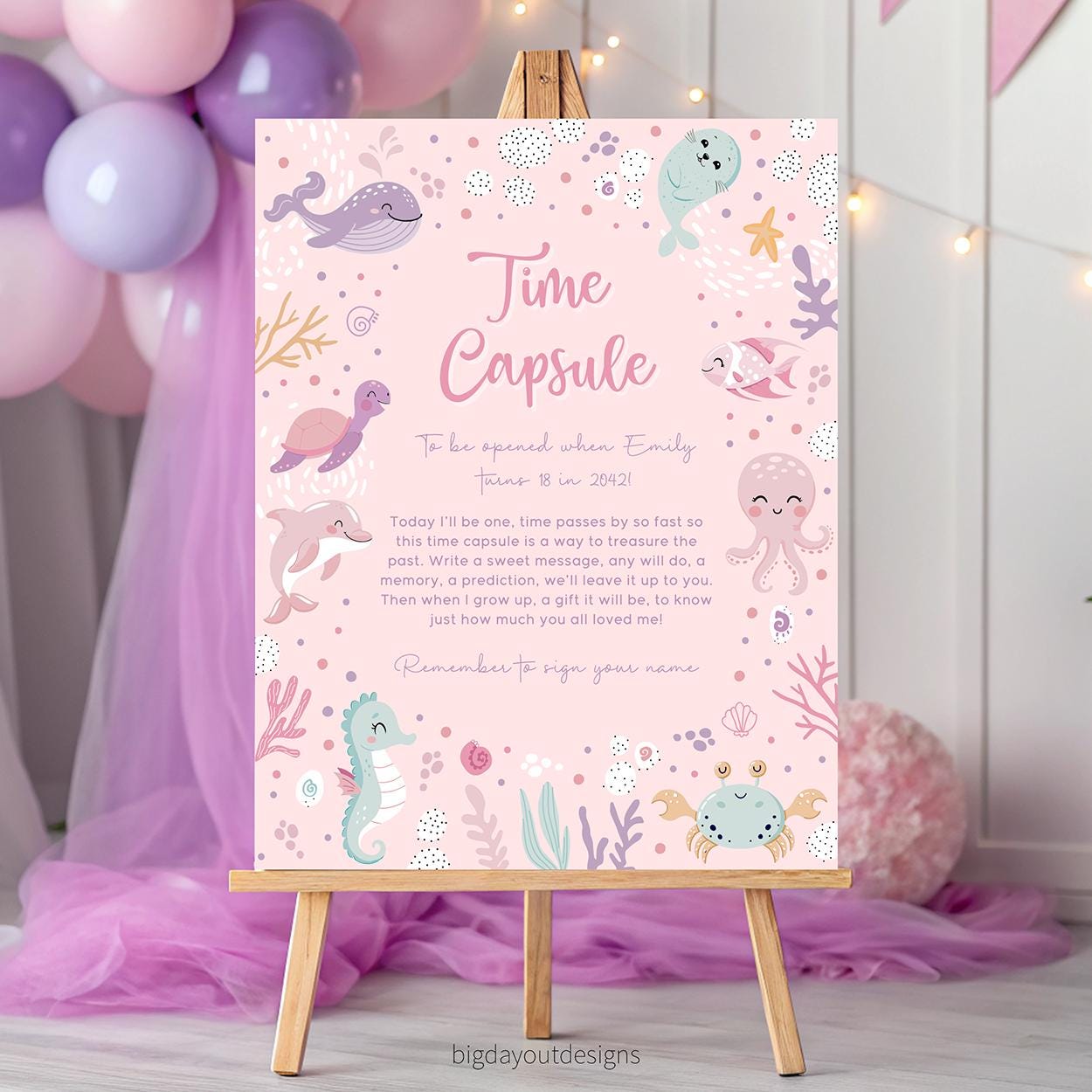 Sea creature birthday decoration time capsule