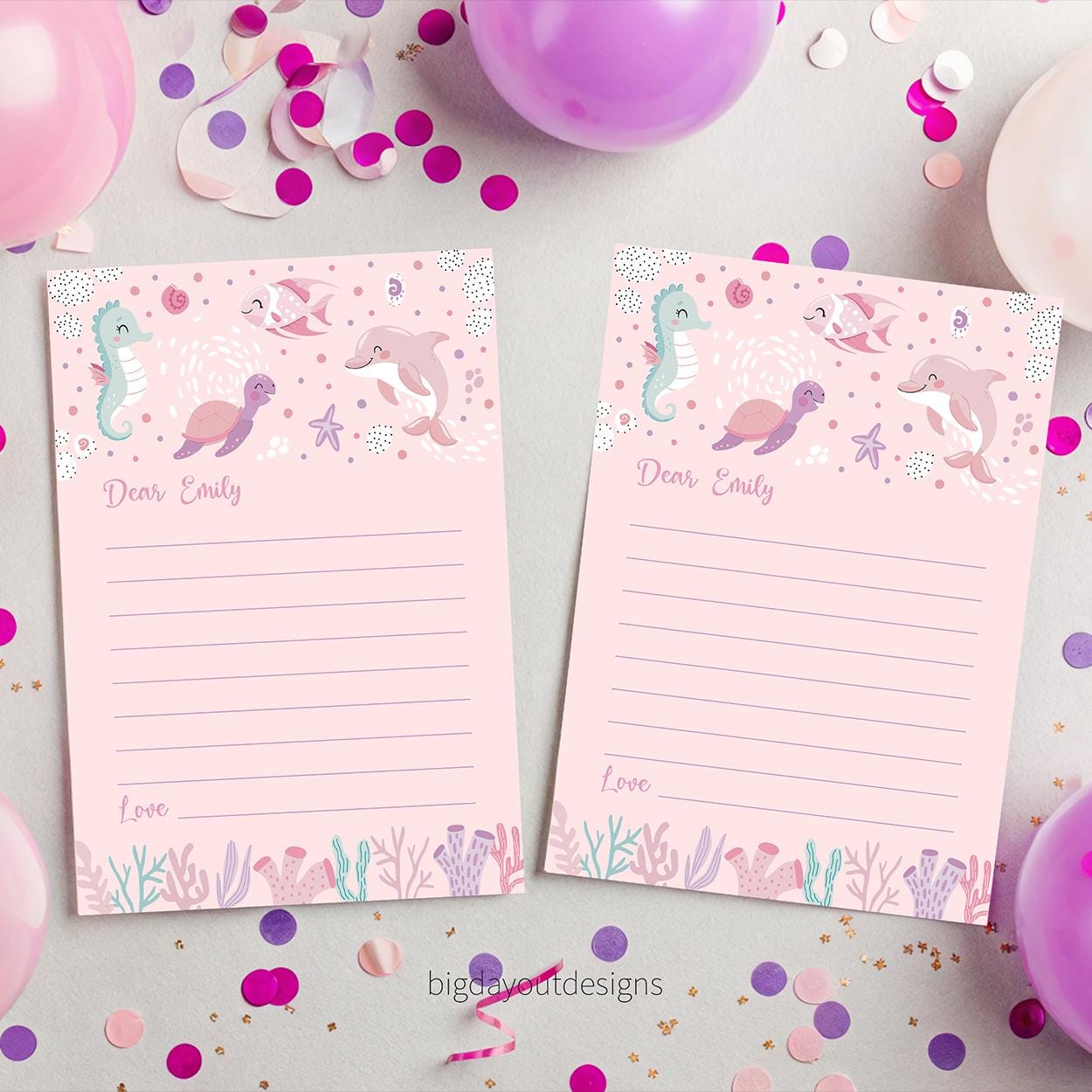 Oneder the Sea party time capsule cards design