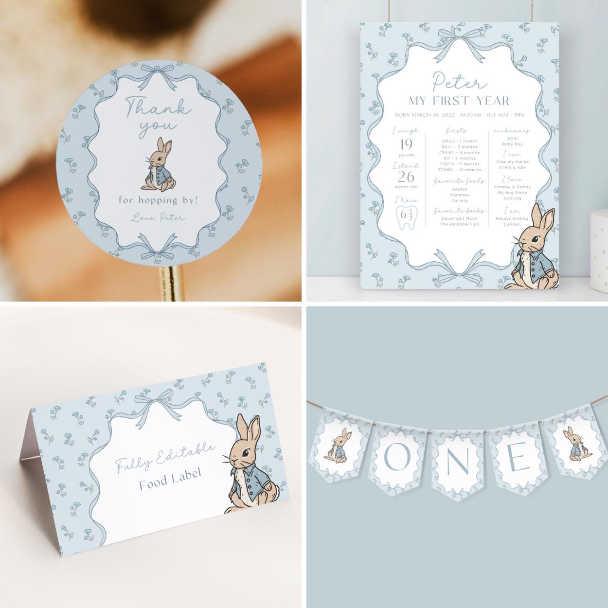 Rustic blue bow coquette birthday set