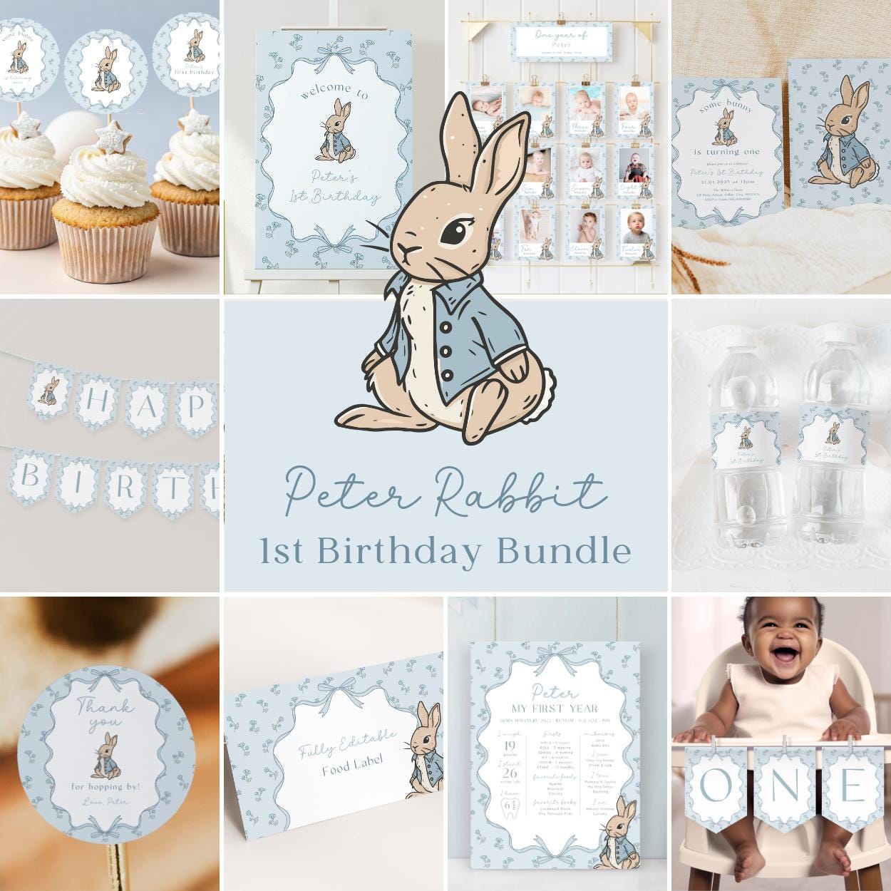 Peter Rabbit 1st birthday party bundle