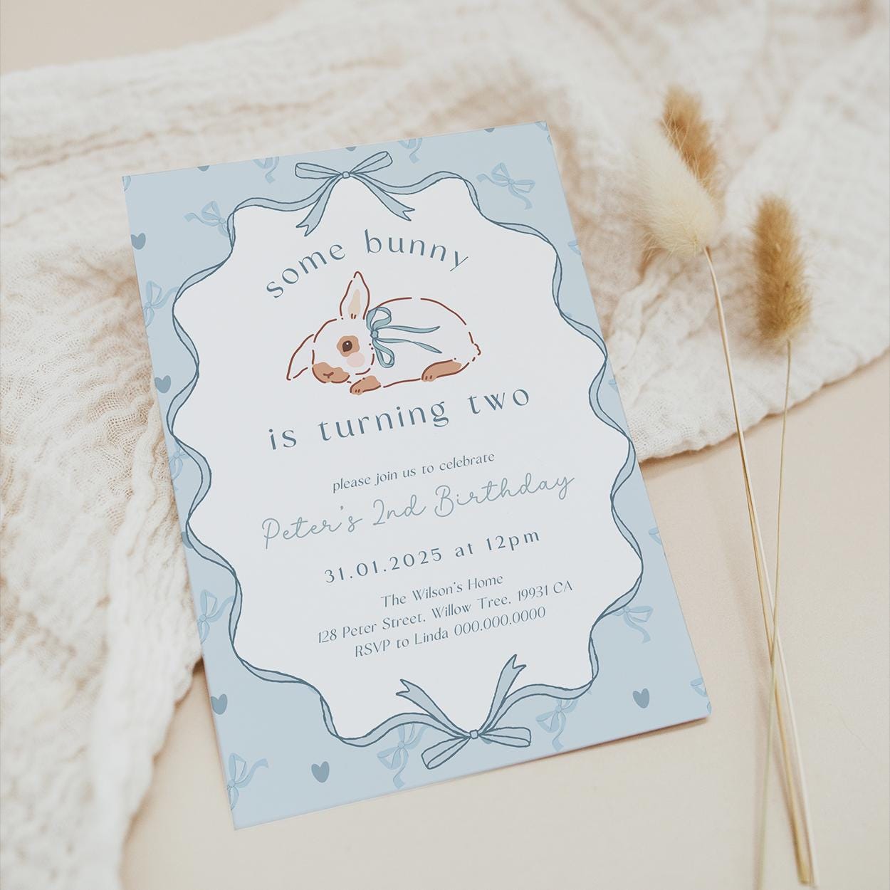 Printable bunny birthday party invitation