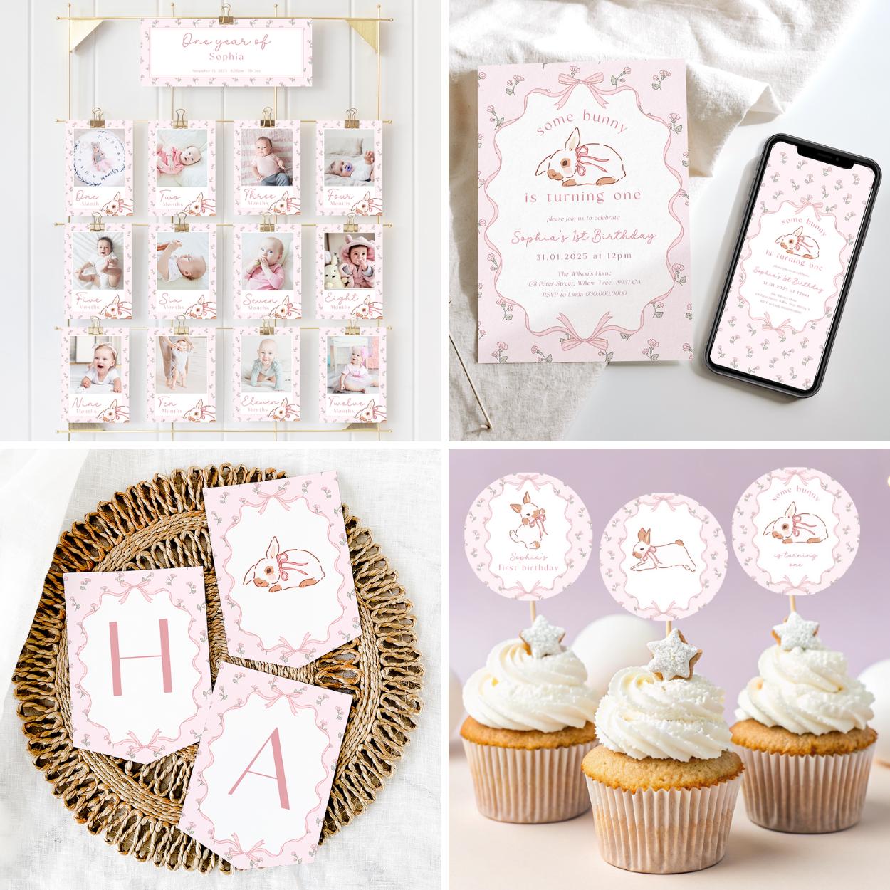 Some Bunny Is One Birthday Pink Bundle