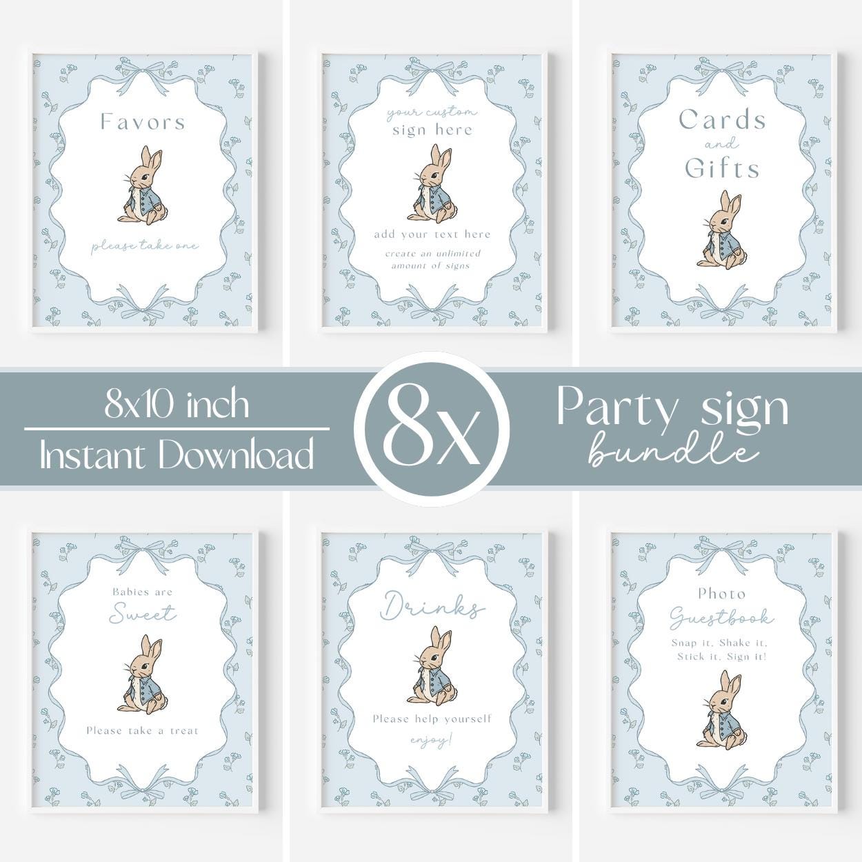 Editable bunny first birthday template