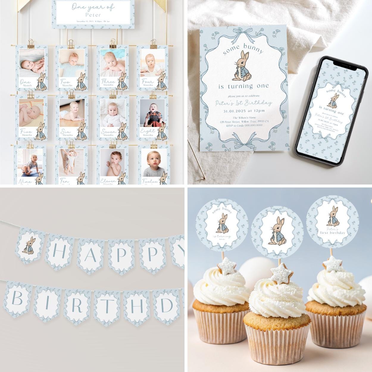 Printable Easter boy 1st birthday decor