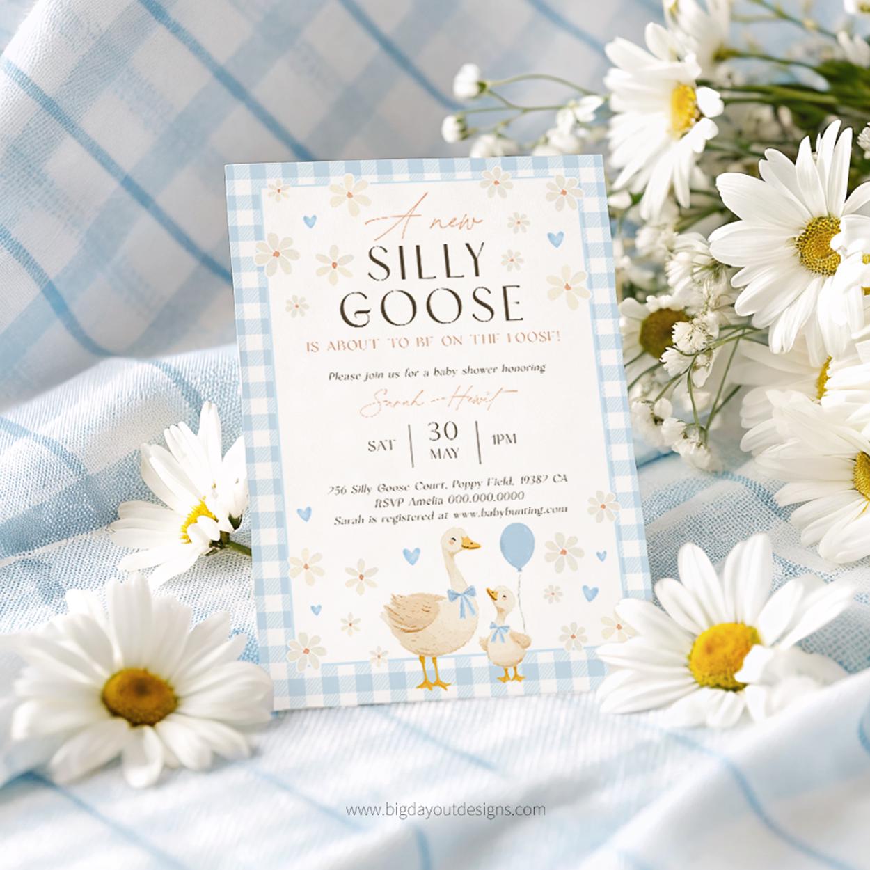 Vintage boy baby shower invitation with blue bow
