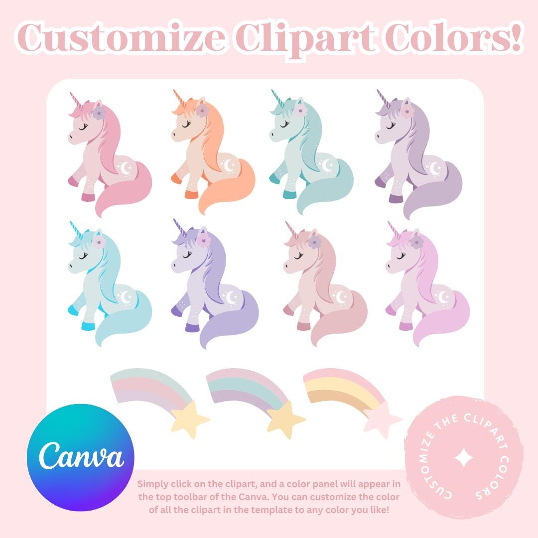 Unicorn adoption certificate pastel rainbow theme