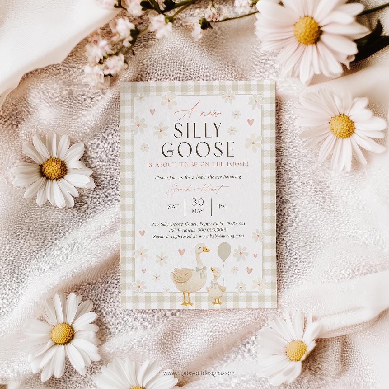 Boy or girl spring baby shower invitation design
