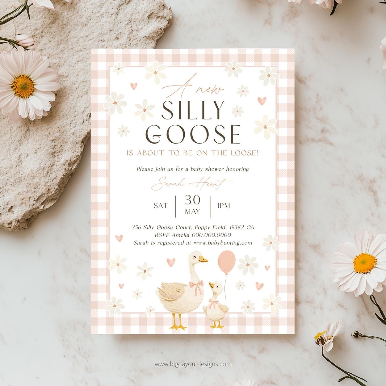 Silly Goose Baby Girl Shower Invites
