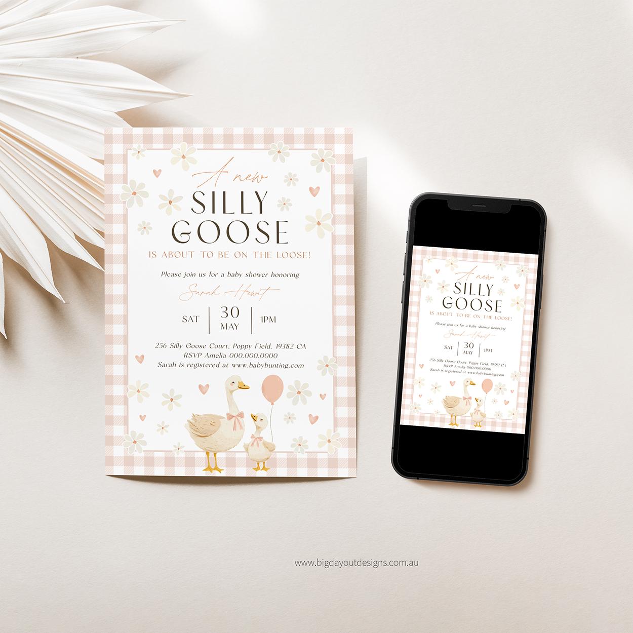 Silly Goose Baby Girl Shower Invites