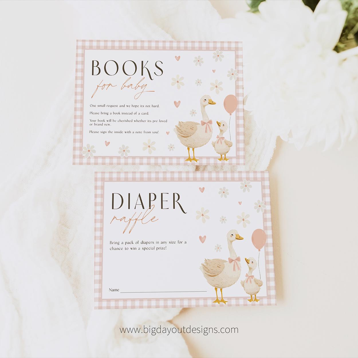 Vintage mother goose themed girl baby shower card
