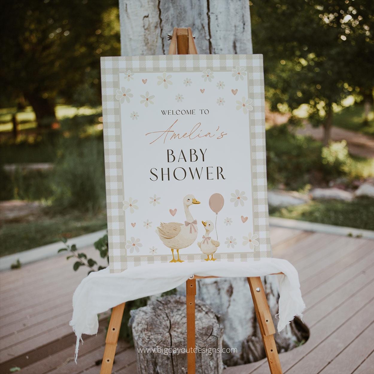 Editable silly goose baby shower welcome poster