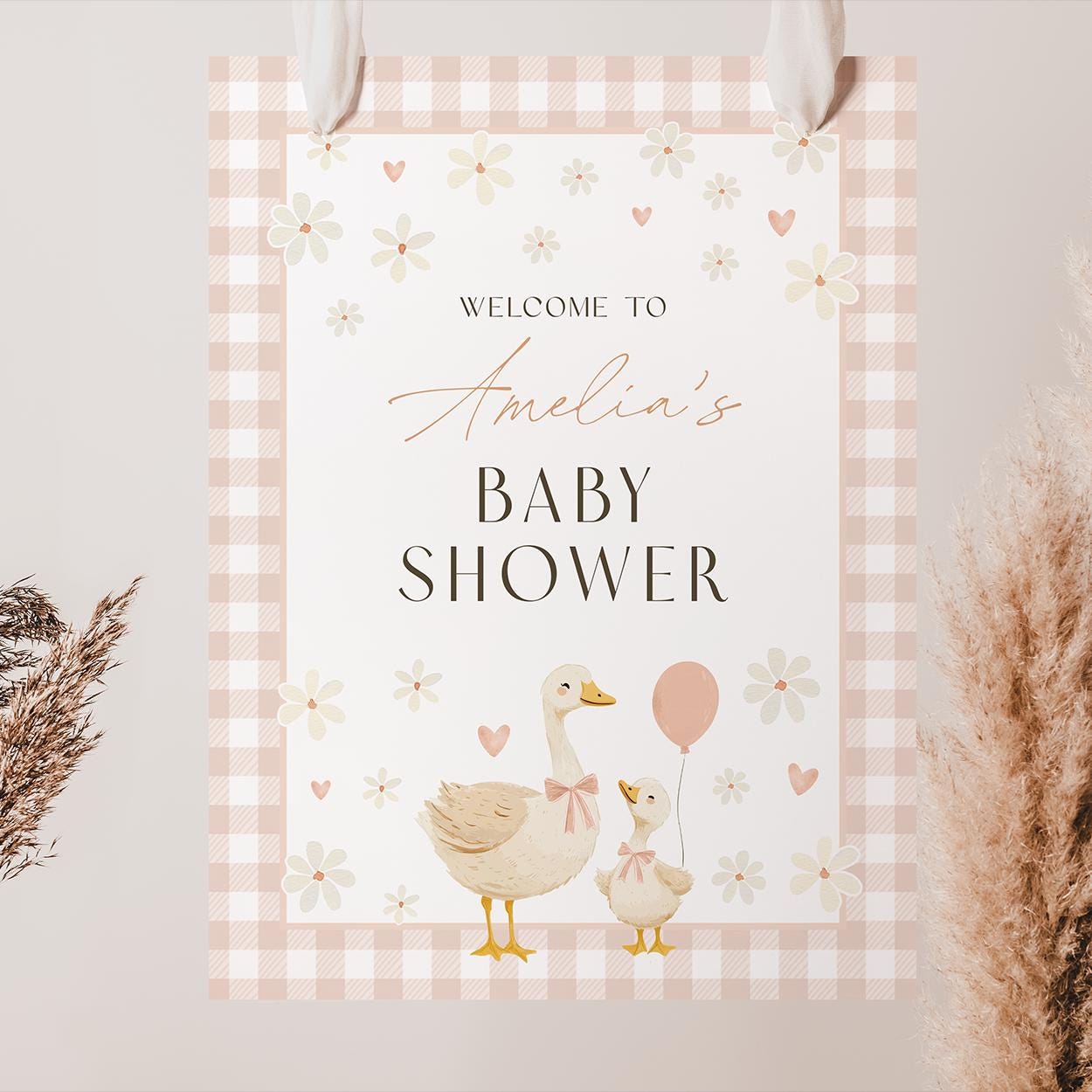 Pink vintage baby sprinkle welcome sign for girls