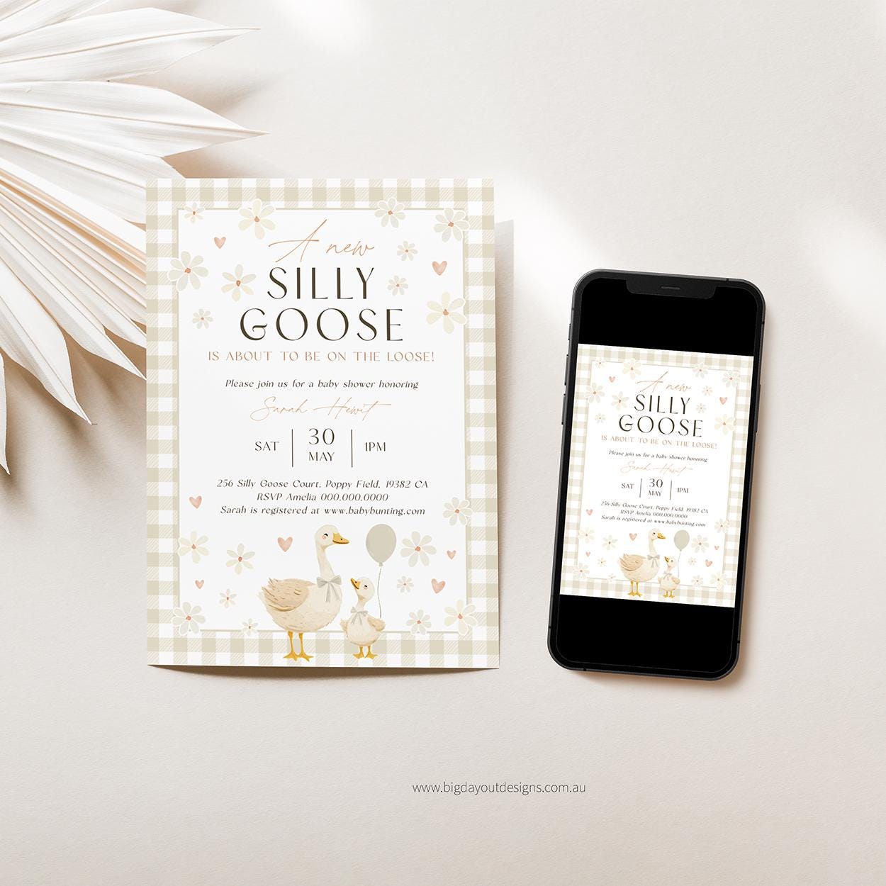 Editable floral mother goose baby shower template