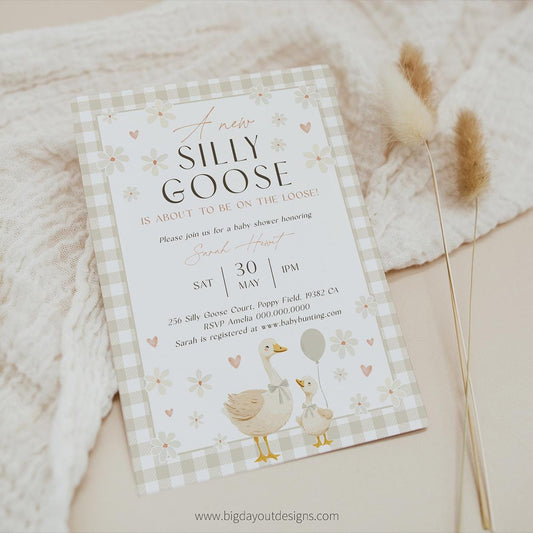 Vintage goose theme baby sprinkle invitation card
