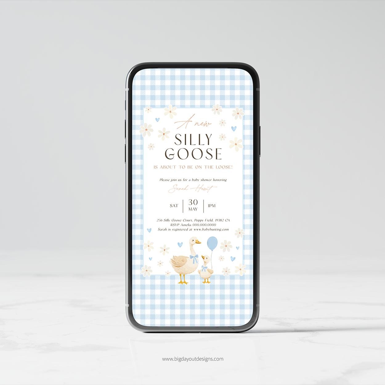 Editable gingham baby shower invitation template