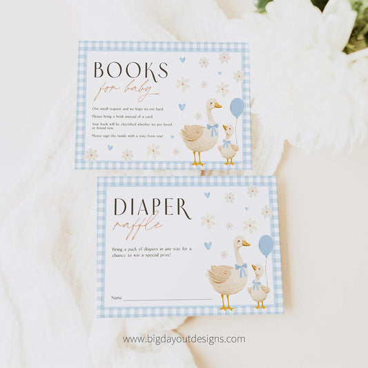 Boy baby shower blue gingham decorations