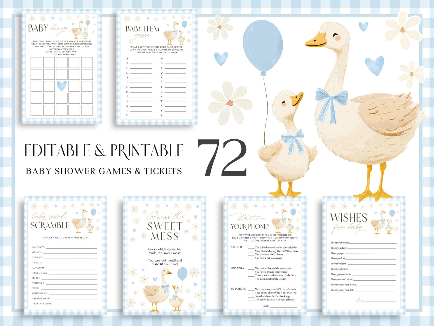 Silly Goose baby shower games printable