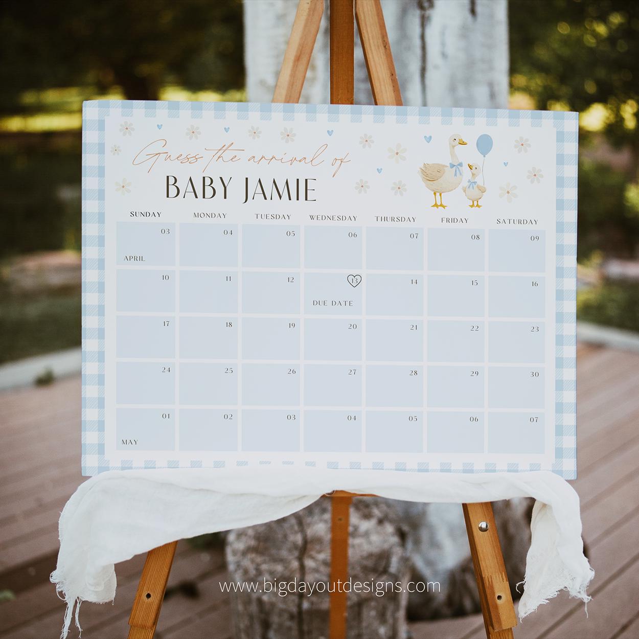 Guess baby’s birth date sign template