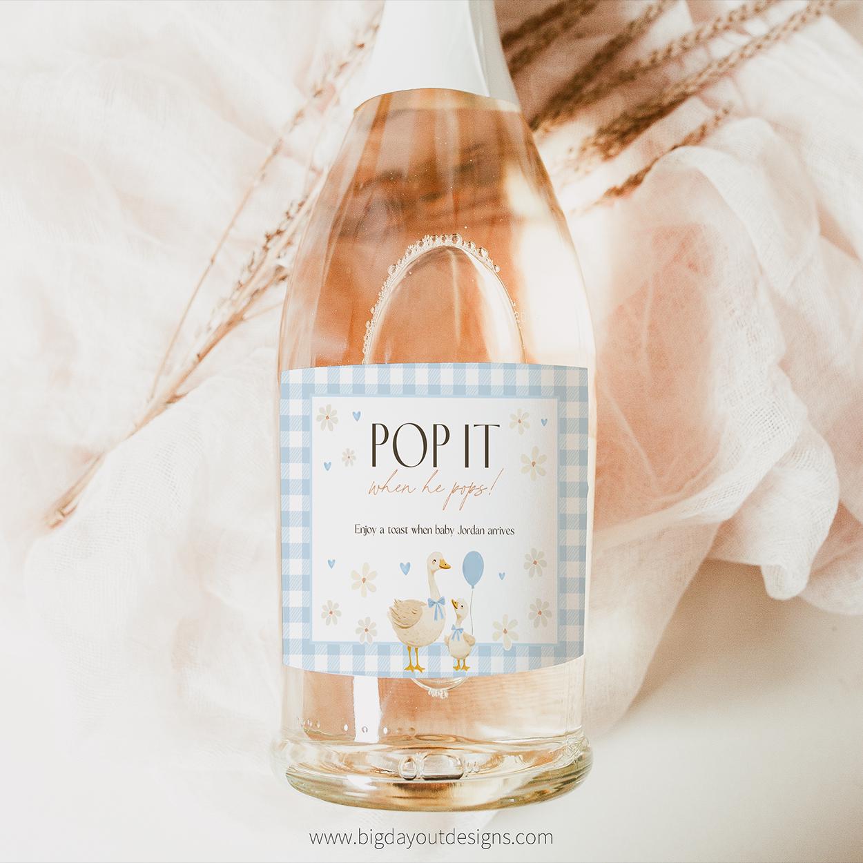 Editable goose baby shower favor label