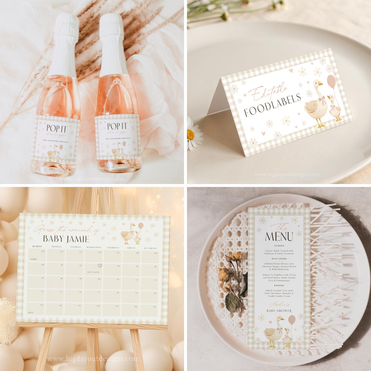 Little goose baby sprinkle printable bundle