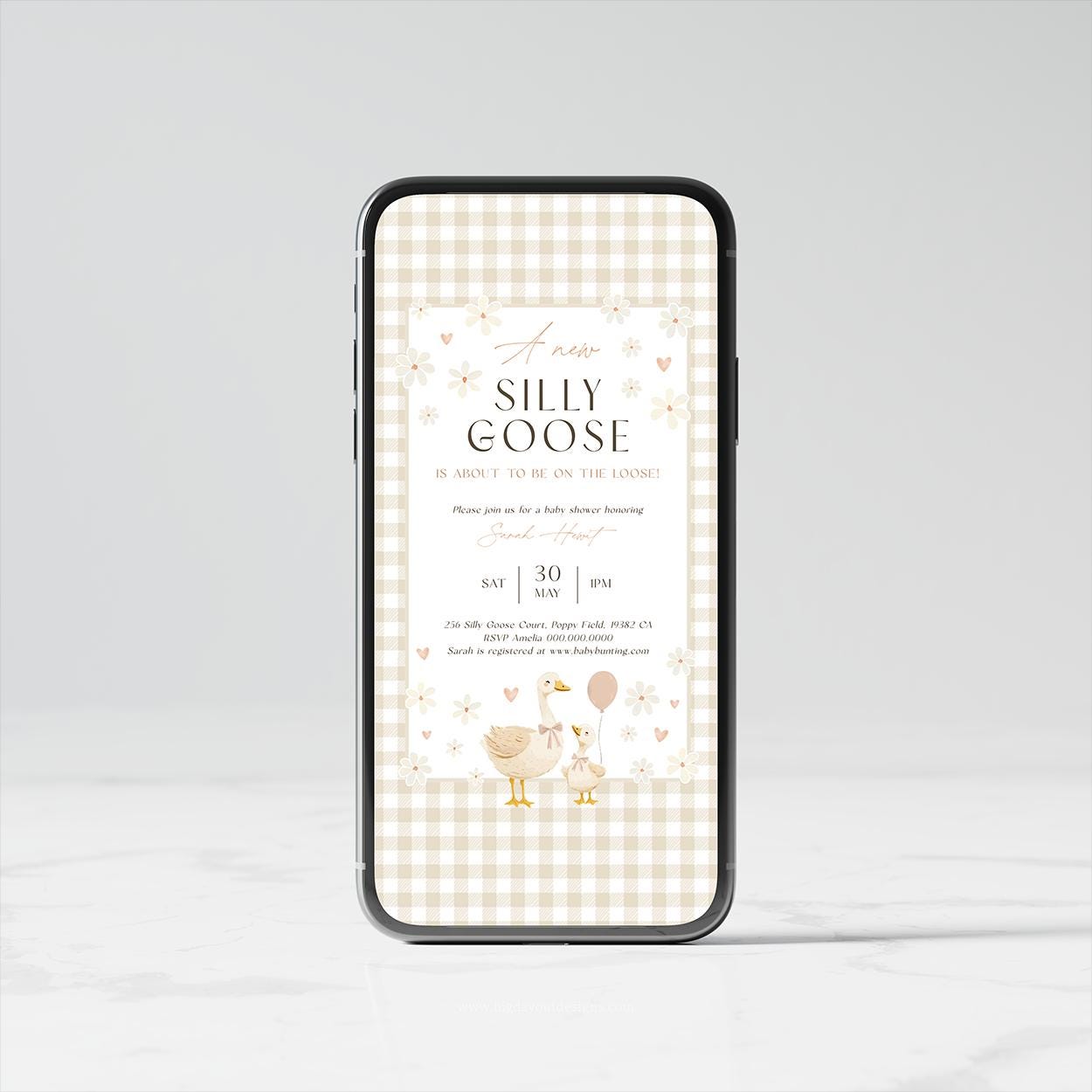 Printable gingham baby shower evite template